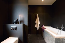 Bathroom interior with dark floor