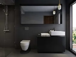 Bathroom interior with dark floor