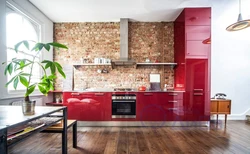 Kitchen design with brick colors