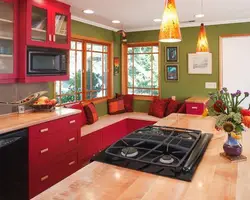 Kitchen design with brick colors