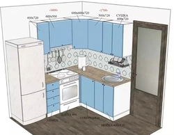 Dimensions of corner kitchen with refrigerator photo