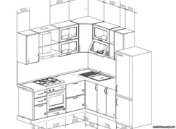 Размеры кухни угловой с холодильником фото