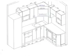 Dimensions of corner kitchen with refrigerator photo