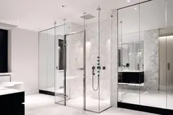 Glass shower in the bathroom photo
