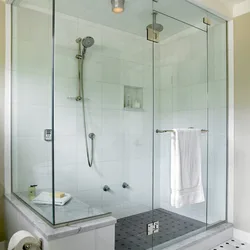 Glass shower in the bathroom photo