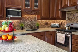 Kitchen countertop in the kitchen interior