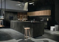 Dark Porcelain Tiles In The Kitchen Interior