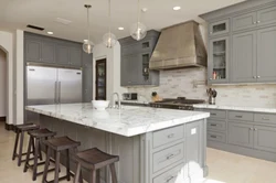 Kitchen design white gray brown