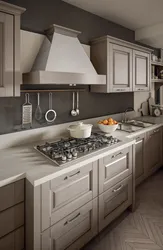 Kitchen design white gray brown