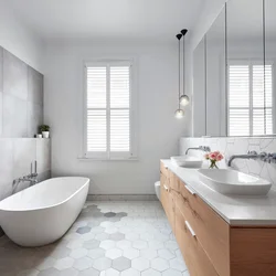 Bathroom interior white floor