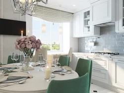 Emerald sofa in the kitchen photo