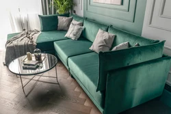 Emerald sofa in the kitchen photo