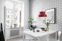 White wallpaper for kitchen walls photo