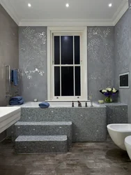 Bathroom decorative plaster and tiles photo