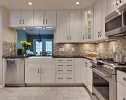 Interior of aprons in a small kitchen