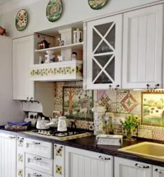 Interior of aprons in a small kitchen