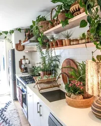 Interior of home flowers in the kitchen
