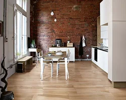 Wood-Look Porcelain Tiles In The Kitchen Interior