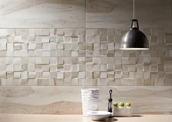 Wood-look porcelain tiles in the kitchen interior