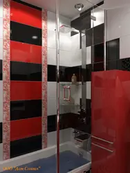 Black and red bathroom design photo