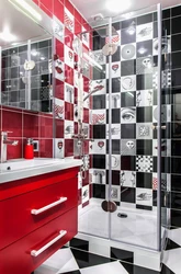 Black and red bathroom design photo
