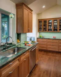 Kitchen with colored countertop photo