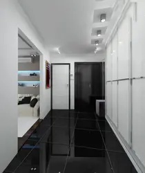 Дизайн прихожей с черным шкафом