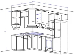 Фота кухонных гарнітураў для маленькай кухні кутнія з памерамі
