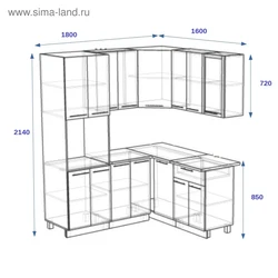 Photo of kitchen sets for a small corner kitchen with dimensions