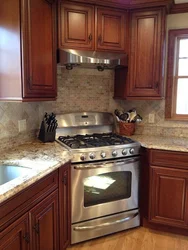 Kitchen design gas stove in the corner