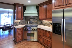 Kitchen design gas stove in the corner