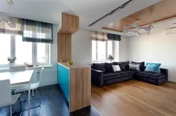 Studio mənzil dizaynı 40 kv m mətbəx fotoşəkili ilə