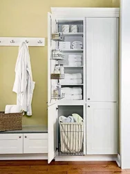 Linen closet in the bathroom photo
