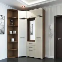 Corner wardrobe in the hallway with a mirror small size photo