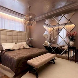 Mirror panel on the wall in the bedroom photo