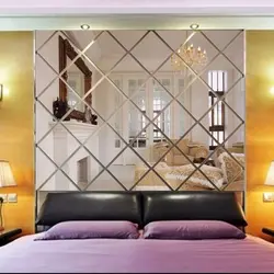 Mirror panel on the wall in the bedroom photo