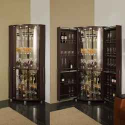 Corner cabinets for dishes in the living room photo