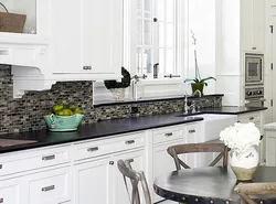 Kitchen with white countertop and apron in the interior