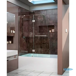 Glass curtain for the bathroom in the interior