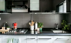 Kitchen apron made of tiles 60 by 60 photo