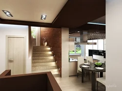 Living room kitchen design in a townhouse