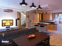 Living room kitchen design in a townhouse