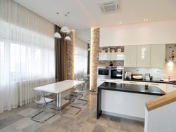 Living room kitchen design in a townhouse