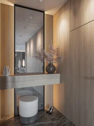 Slats in the interior of the hallway on the wall