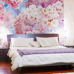 Photo of bedrooms with sakura wallpaper