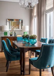 Colored chairs in the kitchen interior