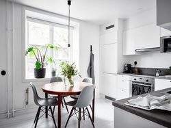 Gray table in the kitchen interior photo