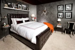 Brown bed in the bedroom design photo