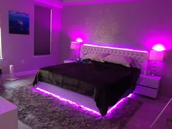 LED strip in the bedroom photo