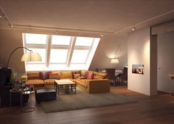 Living room in the attic design photo